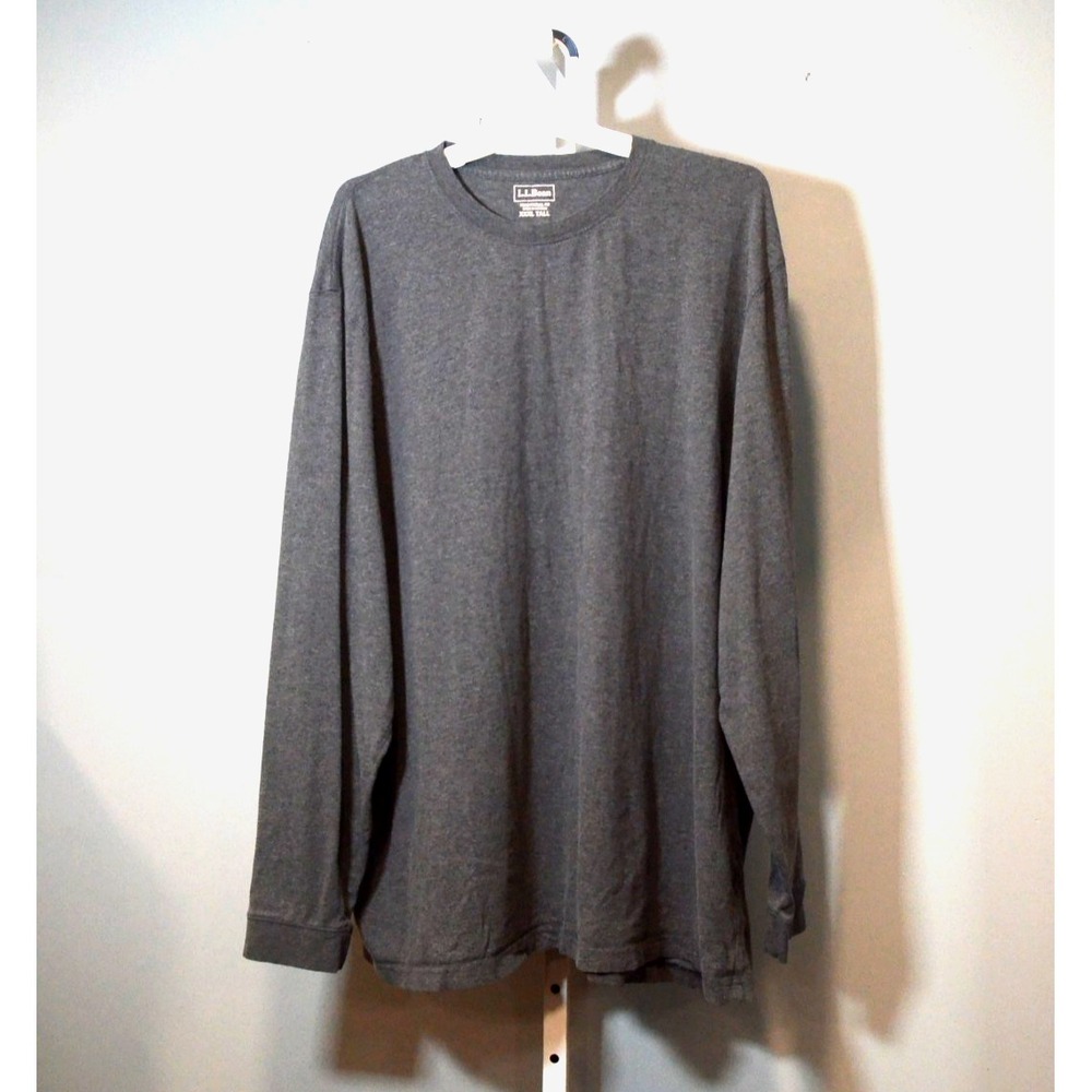 L.L. Bean Men's Size XXXL Tall Dark Gray Long Sleeve Crew Neck Cotton T-Shirt